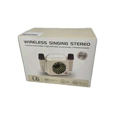 Mini Karaoke Machine for Kids Adults Portable Bluetooth Speaker w/Mics Tan