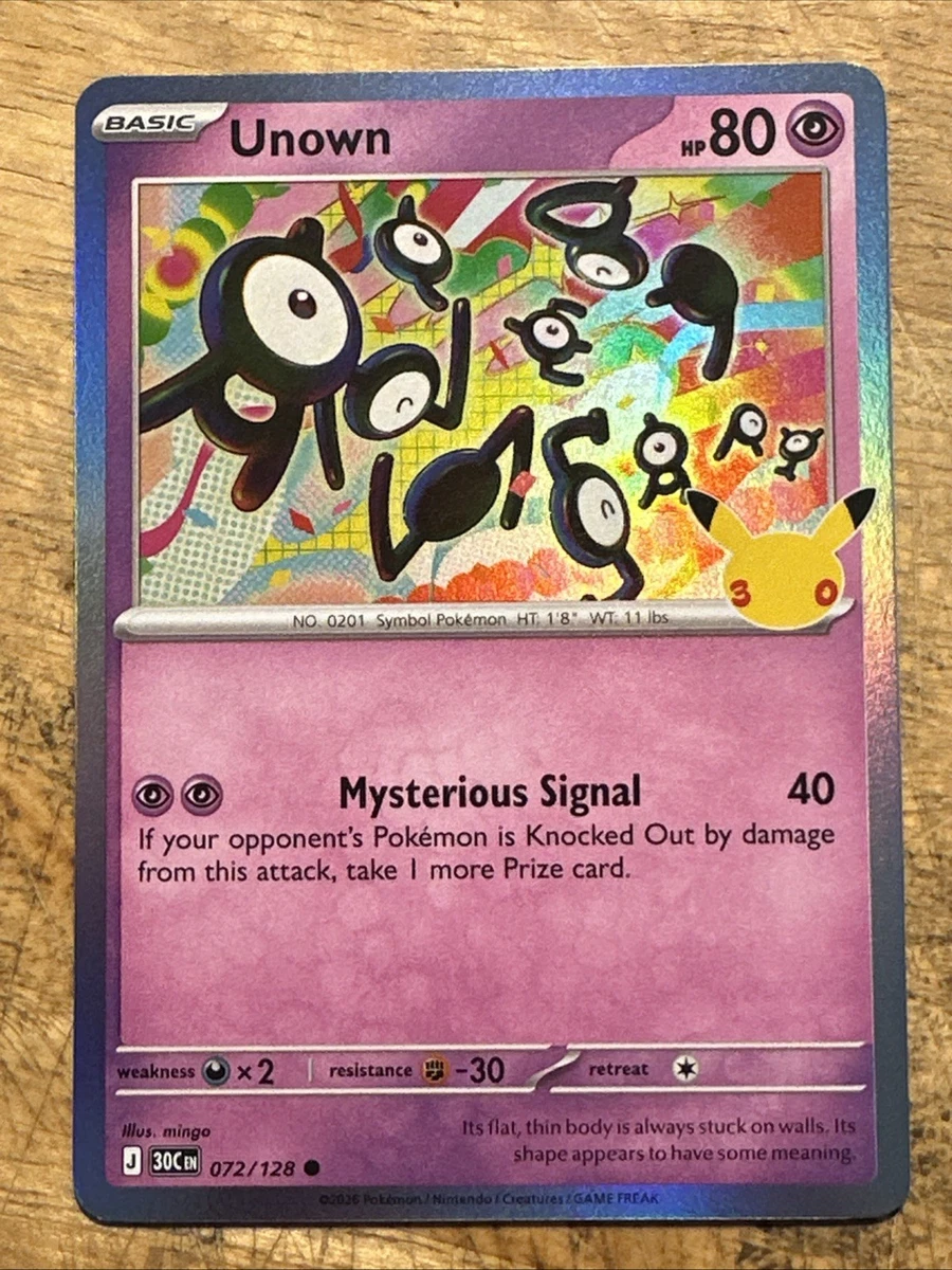Unown 072/128 Holo 30C EN 30th Anniversary NM/M Pokemon Card