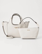 Image of Guess Helina Mini Bag White With Pouch & Long Strap New