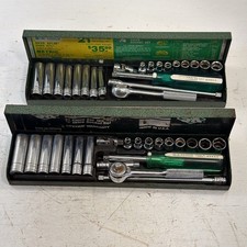 2-vintage S-k Tools Metric Standard Drive Socket Sets 21 Piece Mechanics Tool