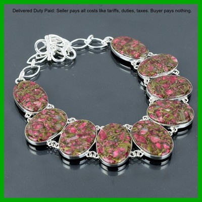 Sterling Silver Oval Copper Thulite Gemstone Daughter New Chain Necklace Jewelry