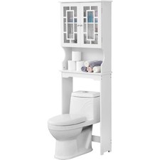 Over The Toilet Storage Cabinet Adjustable Shelves Space Saving Bathroom Rack