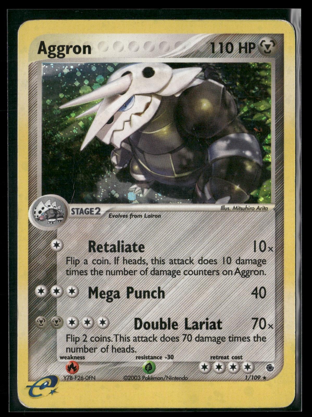 Aggron 1/109 Holo Rare Ruby & Sapphire Pokemon Heavily Played