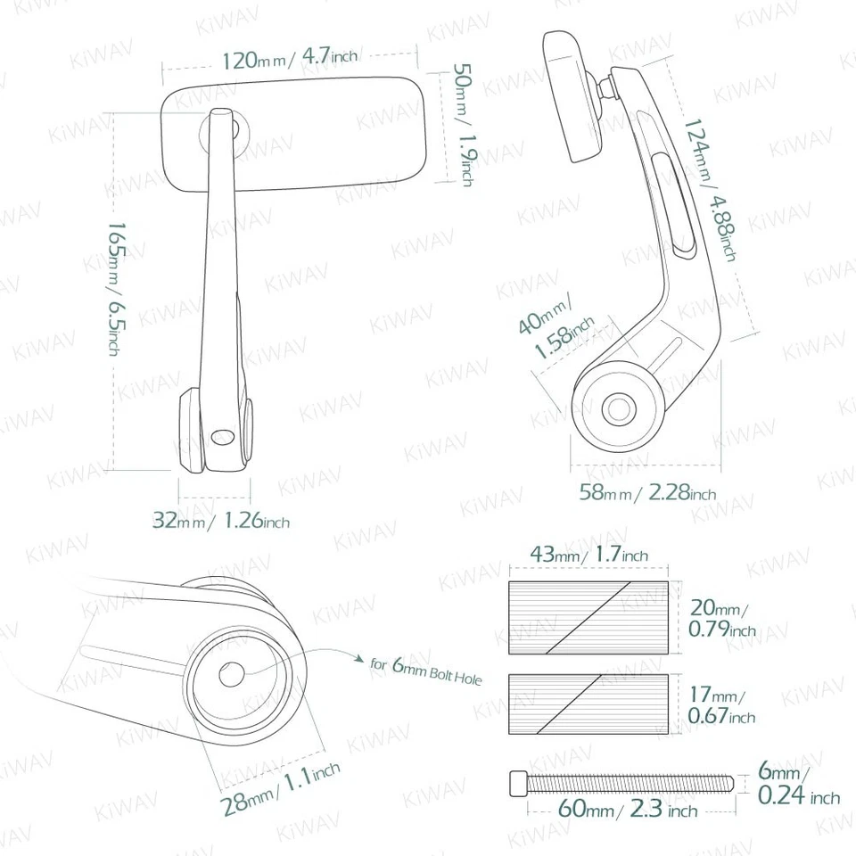 Bar end mirrors Classic chrome for 1" hollow bar ID 17-24mm for Honda VT VTX VF - Image 2 of 4