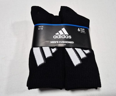 Adidas Mens  Sports Training Athletic Crew Sports  Socks 6 Pairs  SZ 6-12 Black