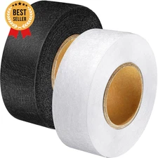 2 Rolls Iron On Hemming Tape Fabric Adhesive No Sew Hem Tape 1/2 Inch BlackWhite