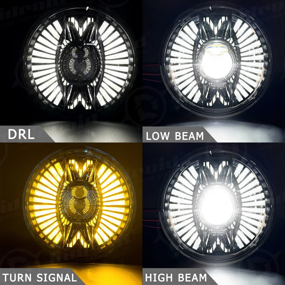 Par de Faróis de LED de 7" Polegadas Giro Halo DRL Feixe Alto/Baixo Para 1950-1979 VW Beetle - Imagem 4 de 4