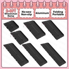2/3/4/5/6/7/8FT Home Wheelchair Ramp Non-Skid Folding Aluminum Ramps Steps Black