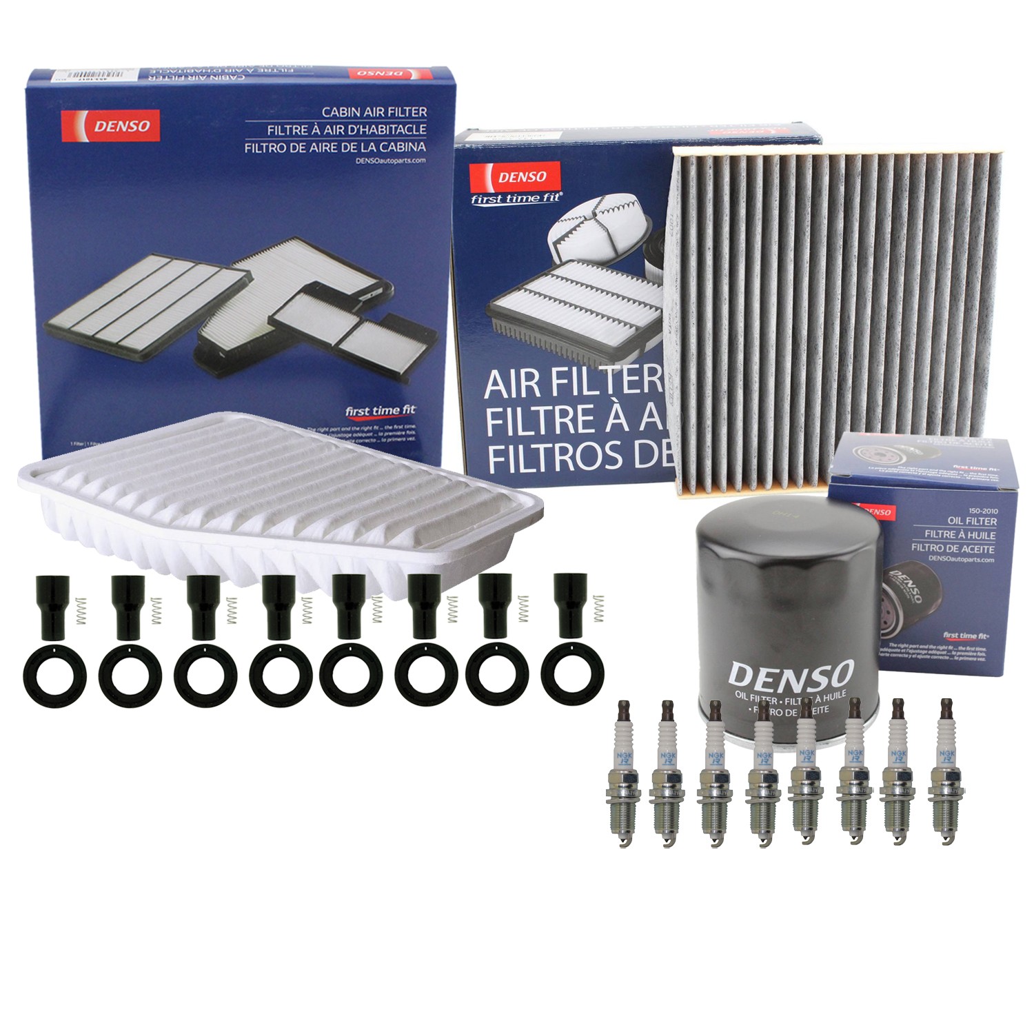 Denso Tune Up Kit NGK 8 Spark Plugs Boots Kit for Lexus GS430 SC430 4.3 V8 Auto