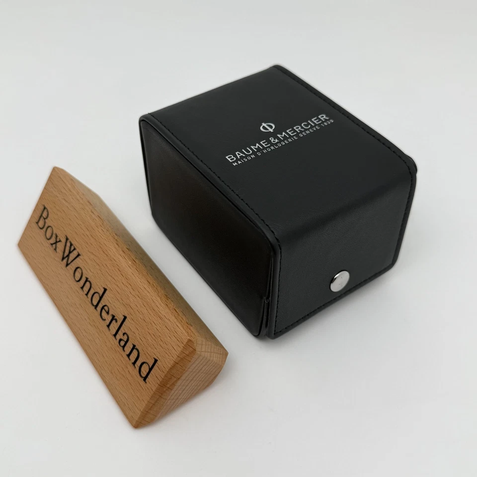 Caja de reloj de viaje Baume & Mercier genuina de cuero negro nunca usada con caja de salida Foto 4 de 4