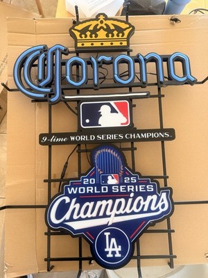Corona Los Ángeles Dodgers Beer Led Bar Sign Neon World Champs Bar
