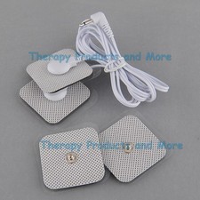 SQUARE SHAPED ELECTRODES MASSAGE PADS 4  3.5mm Plug CONNECTOR WIRE CABLE LINE