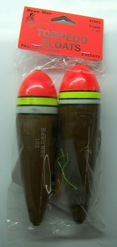 Beau-Mac 1 Oz Inline Slider Drift Floats Double Pack Bobbers Paulownia Wood NEW - Picture 3 of 3