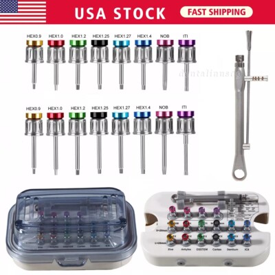 Dental Universal Implant Prosthetic Kit Torque Wrench Screw Drivers Remover +Box