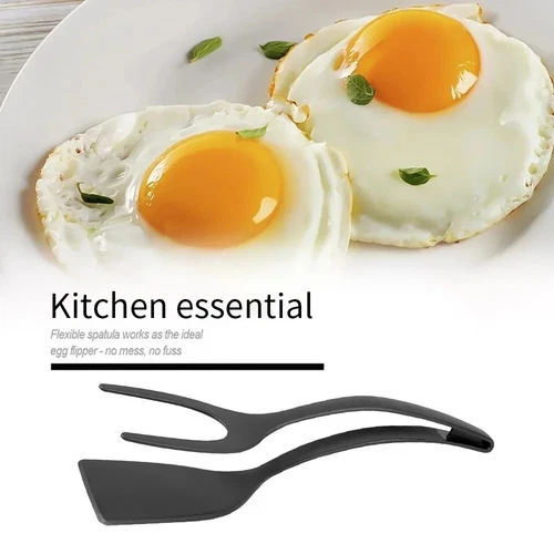 2 In 1 Grip Flip Tongs Egg Spatula Tongs Clamp Pancake Fried Turners Kitchen - Picture 9 of 19