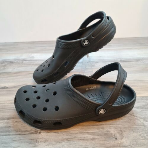 Crocs Classic Slip On Rubber Black Clog Shoes Size Men 9 Women 11 