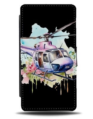 Aquarell Hubschrauber Flip Wallet Case Helicopters Chopper Copter Design DL65