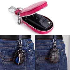 Universal Leather Car Key Fob Case Cover Holder Chain Zipper Wallet 4 Color Gift
