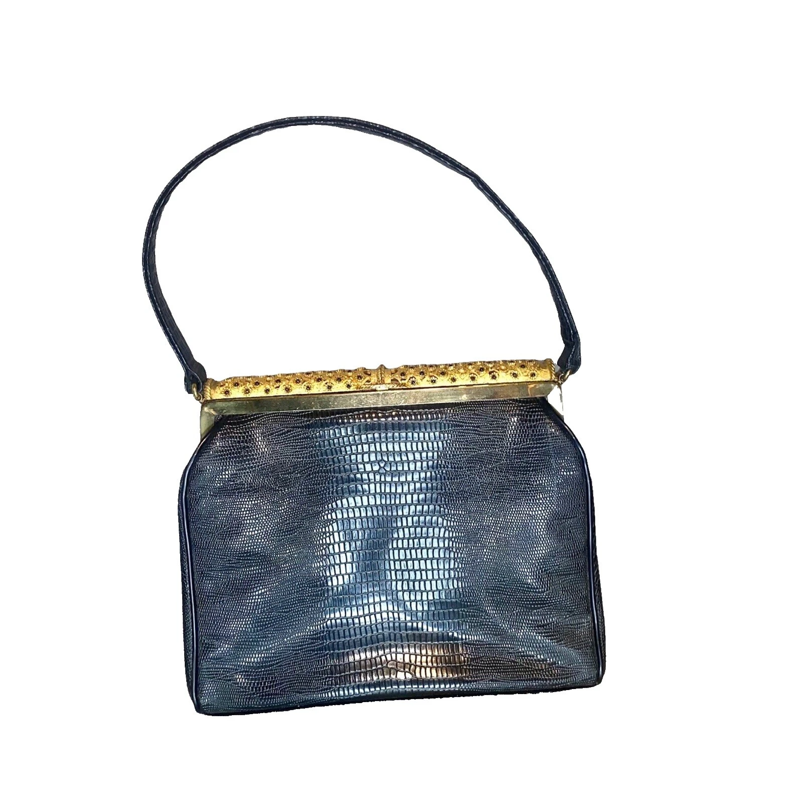 Mujer Cuero Negro Pequeño Accesorios Vintage