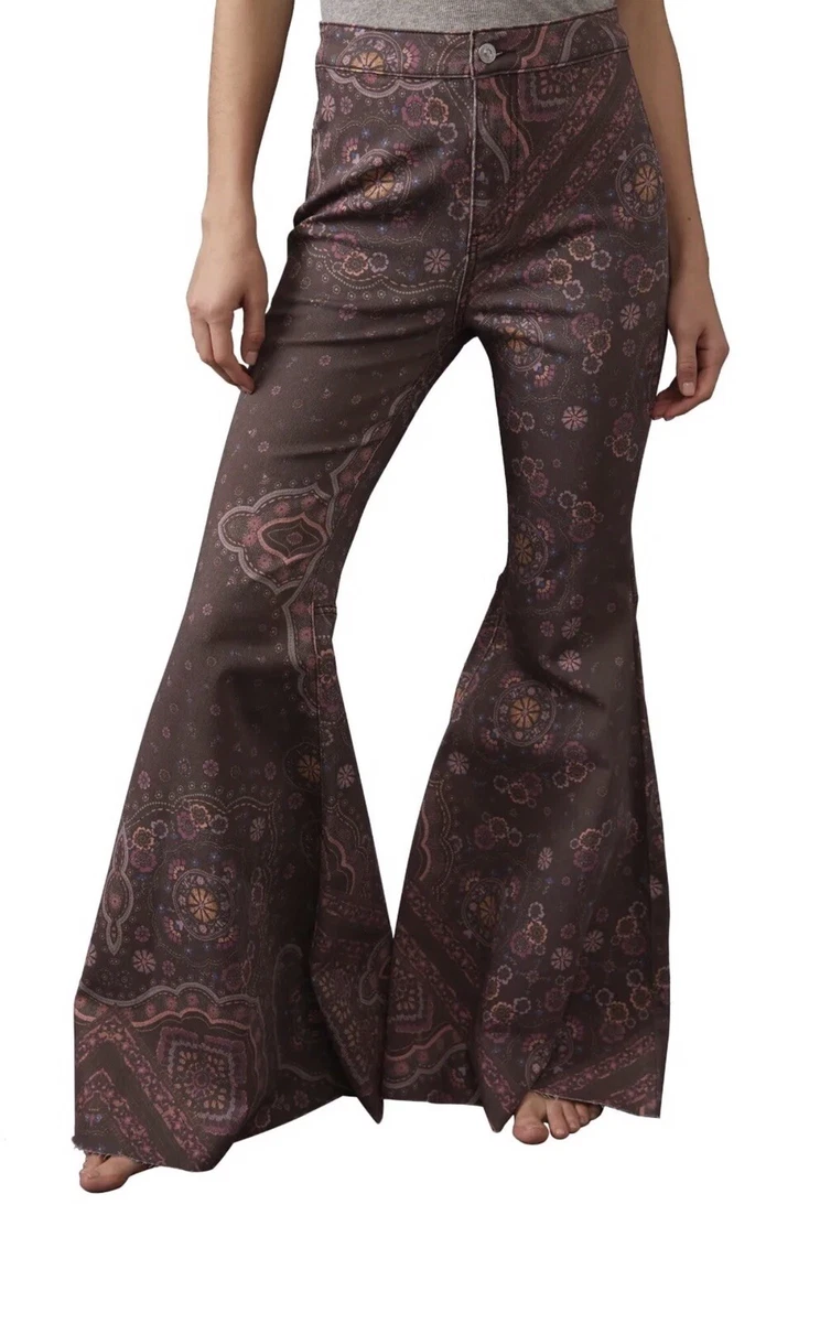 Just float on clearance printed flare jeans
