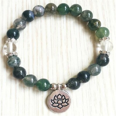 8 mm Indian Agate Bracelet extensible Tibet Argent énergie Reiki Sutra Unisexe 8 mm Indian Agate Bracelet extensible Tibet Argent énergie Reiki Sutra Unisexe