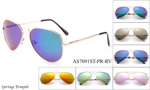Polarized Aviator Sunglasses Classic Mirrored Retro Vintage Metal Spring Hinged - Picture 1 of 15