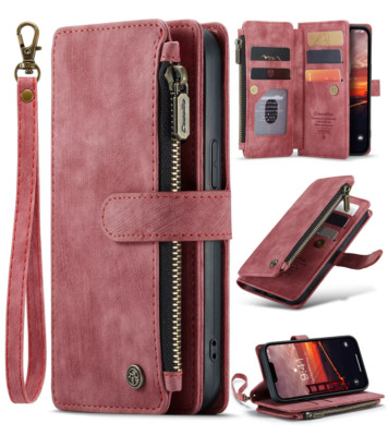 For iPhone 17 16 16e 15 14 13 12 Pro Max XR 8 Case Zip Leather Wallet Flip Cover