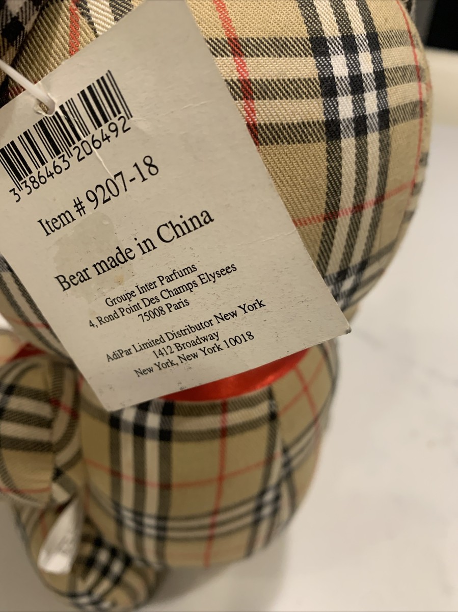 VINTAGE BURBERRY TEDDY BEAR PLUSH FRAGRANCE NOVA CHECK RARE FIND