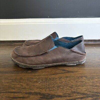 OluKai Moloa Kohana Mens Size 9 Brown Leather Slip On Casual  display picture 1