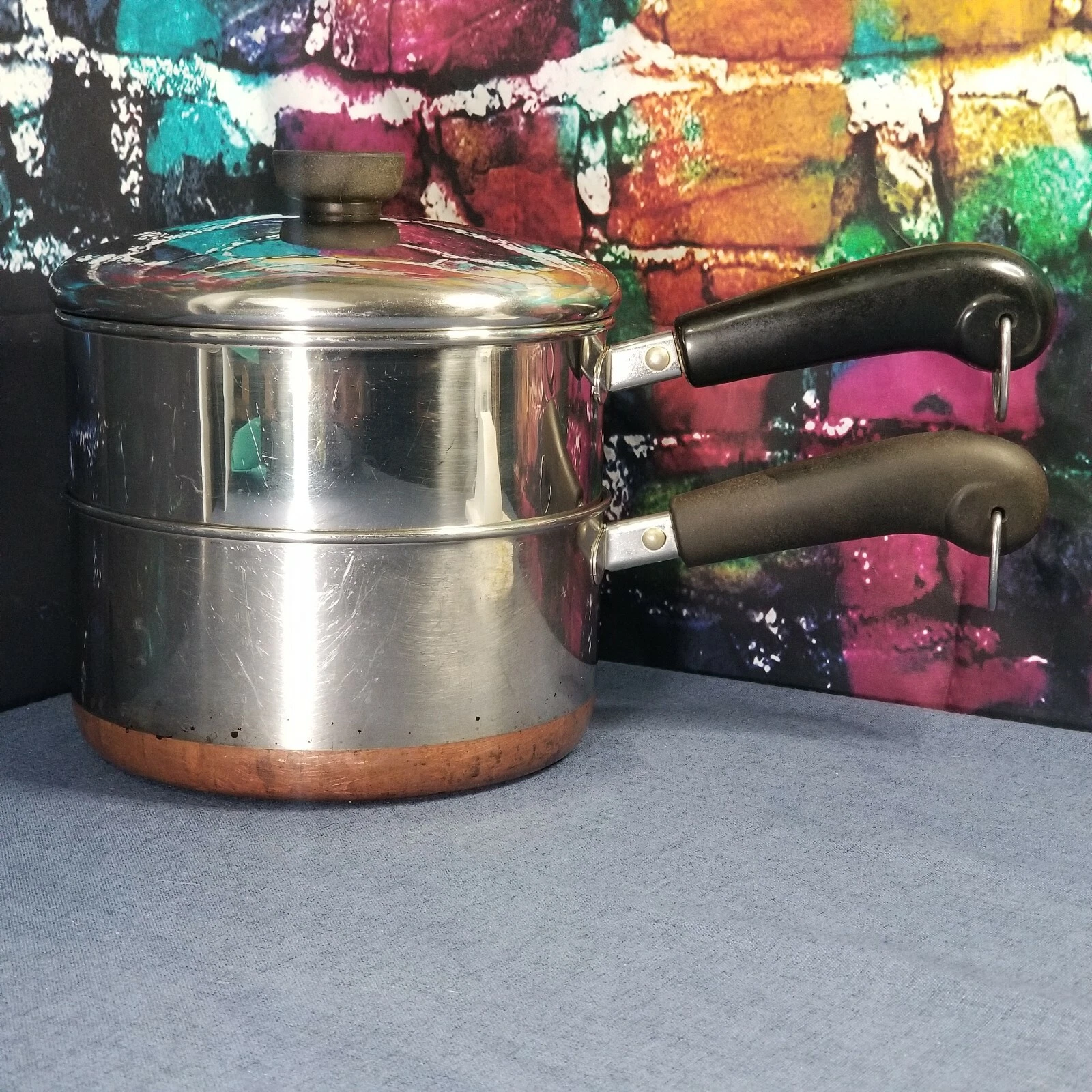 Revere Ware Copper Bottom 2 Qt. Sauce Pan Pot With Lid 3 Piece Set USA Made VTG