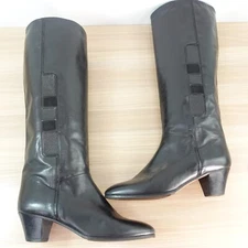 Kurt Geiger Womens Boots 7 Black Tall Vero Cuoio British Chic Street Work ITALY