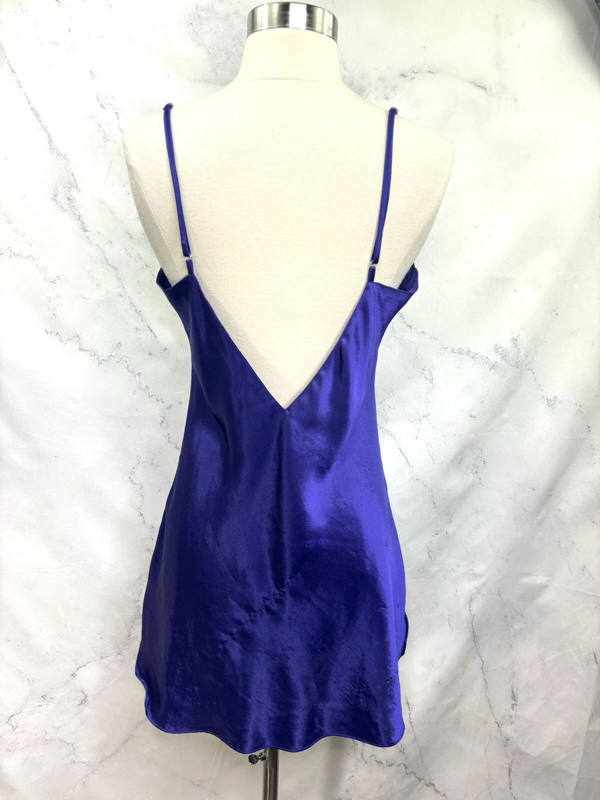 UNDERCOVER Abito slip anni 80 Victorias Secret etichetta oro L vintage viola stravagante Fairycore