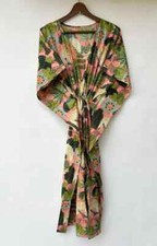 Indian Floral Print Kaftan 100% Cotton Hippie Maxi Women Nightwear Caftan Dress
