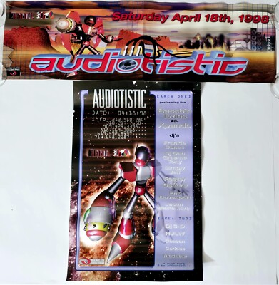 AUDIOTISTIC 98 RAVE POSTER DJ DAN FRANKIE BONES SIMPLY JEFF EDM TECHNO FLYER MIX