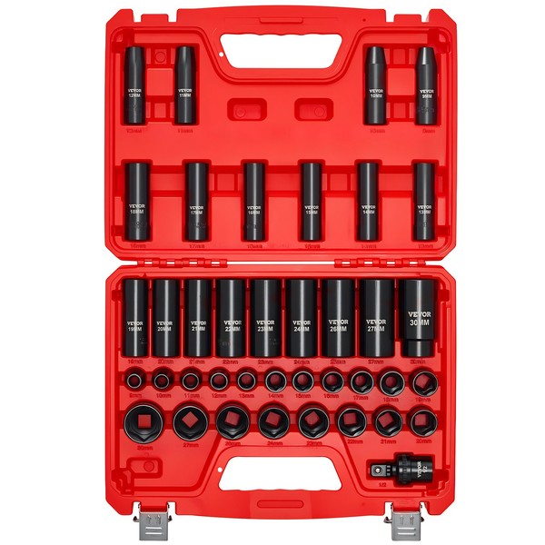 Vevor 1/2-Zoll-Antrieb Schlagschrauber-SteckschlüSselsatz 39-Tlg.Metrisch 9-30Mm-image