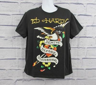 Ed Hardy Death Before Dishonor T-Shirt Men s L  #EEM1100-6 NWT.
