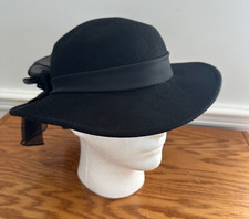 Vintage Doeskin Women's Felt 100 Wool Hat Black Bollman Hat Co.