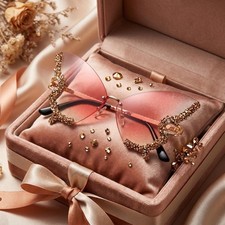 Rhinestone Butterfly Sunglasses Rimless Oversized Crystal Fashion Shades