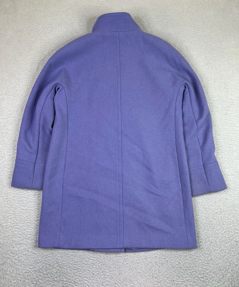 Ellen Tracy Coat Womens 8 Purple Wool Blend Stand Collar Hidden Zip Lined Warm - Image 3 of 4