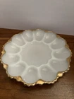 Vintage Anchor Hocking Milk Glass Egg Tray w/ Scalloped Edge