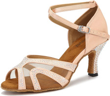 Rhinestones Ballroom Dance Shoes Women Latin Salsa Bachata Performance Dance Sho