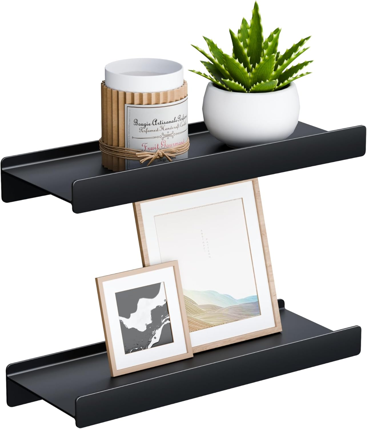 Metal Floating Shelves with Lip – Wall Mounted Storage for Home & Office