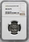Ecuador 50 Centavos 1974 NGC MS 66 PL