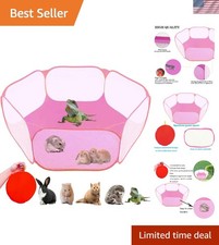 Portable Pink Breathable Pet Playpen for Small Animals - Indoor/Outdoor Use