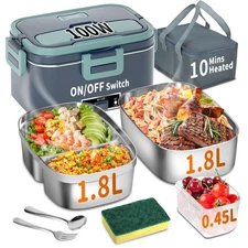 Electric Heated Lunch Box for Adults - 100W 1.8L Heating Lunch Boxes for Men ...