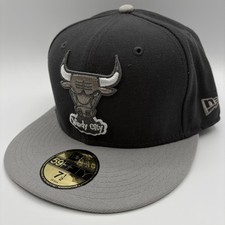 Chicago Bulls New Era Hat Fitted 7 1/2 9FIFTY Cap Black NBA Windy City NEW