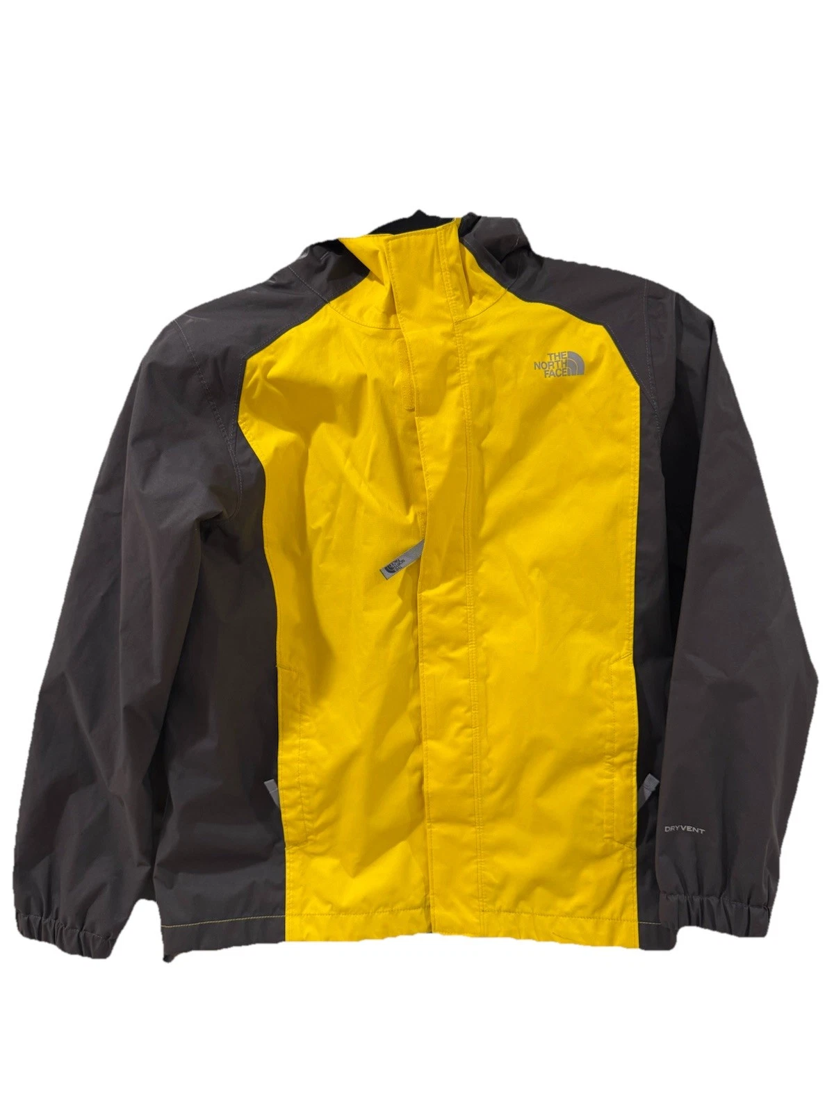 Boy’s The North Face Resolve Dryvent rain jacket Size Medium (10-12) Yellow/Grey