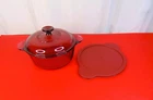 Vintage Visions Corning Casserole Dish Cranberry 2.5 QT #1156 WITH LID