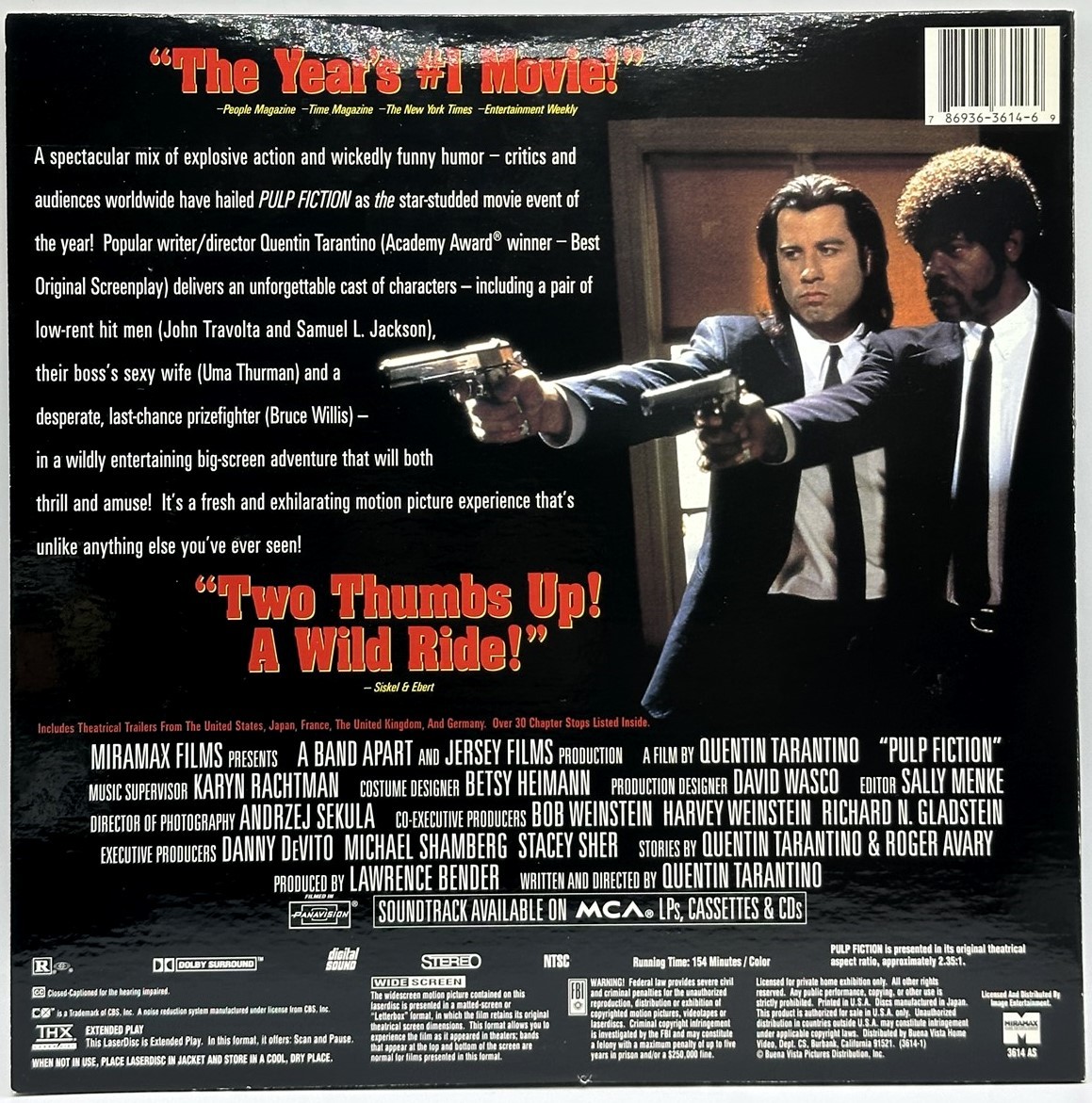 Pulp Fiction Laserdisc Laser Disc LD Widescreen THX ~ Quentin
