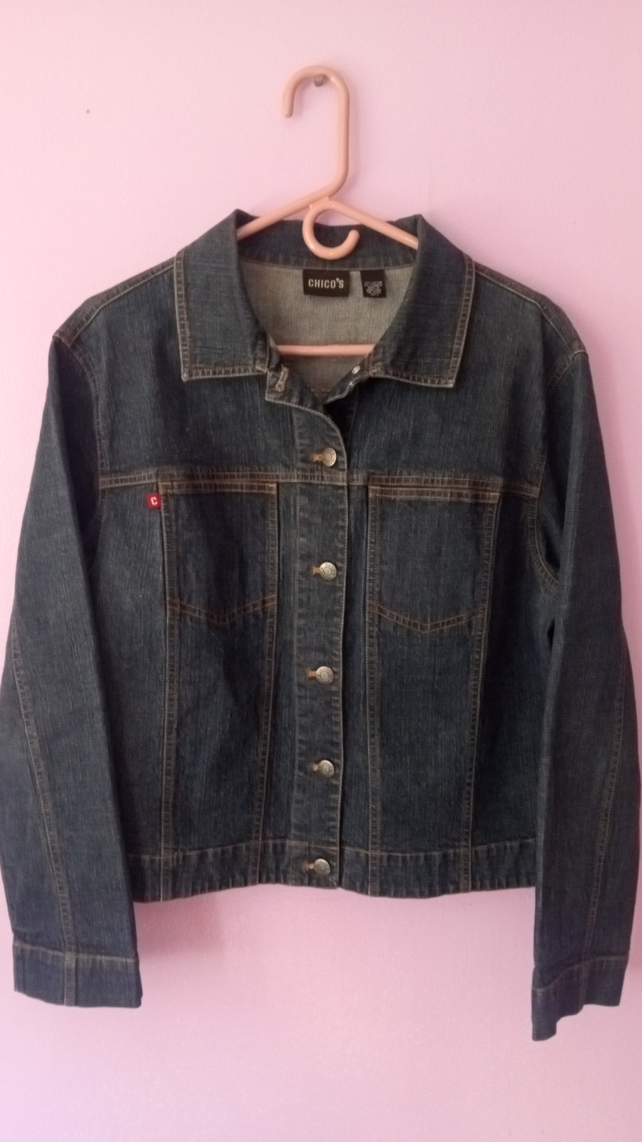 Chico's Jean Jacket - Size 2(L)  Very Nice for All Seasons Wear, Pockets Button